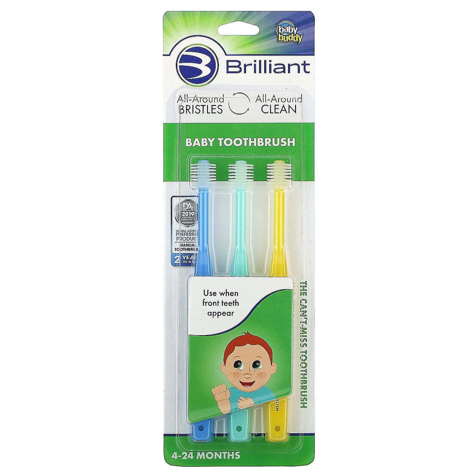 Brilliant El primer cepillo de dientes del bebé – Primer cepillo de dientes  de silicona para bebés y niños pequeños, a partir de 4 meses de edad