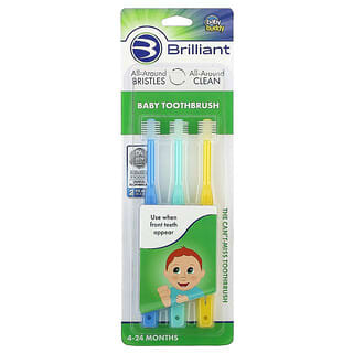 Baby Buddy, Brilliant, Baby Toothbrush, 4-24 Months, Blue, Mint, Yellow, 3 Toothbrushes