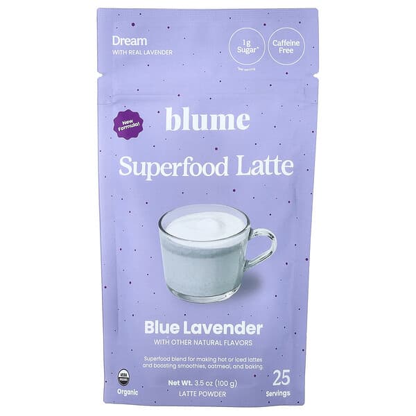 Blume, Superfood Latte, Blue Lavender, Caffeine Free, 3.5 oz (100 g)