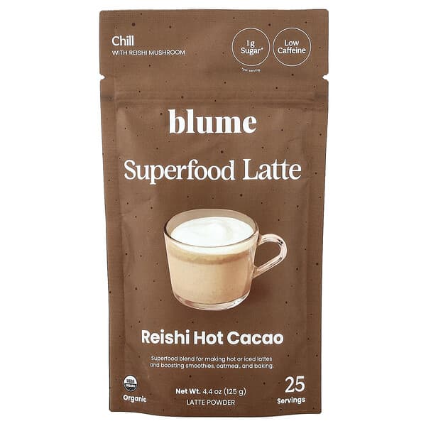 Blume, 슈퍼 푸드 라떼, 영지버섯 핫 카카오 맛, 125g(4.4oz)