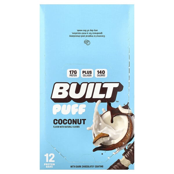 Built, 퍼프, 프로틴 바, 코코넛, 바 12개, 개당 40g(1.41oz)
