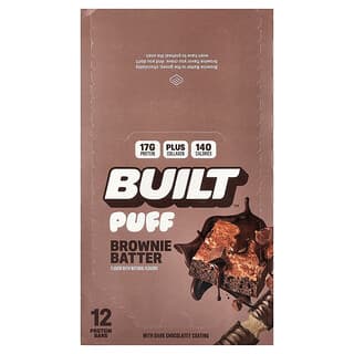 Built, Puff, Barras de Proteína, Massa de Brownie, 12 Barras, 40 g (1,41 oz) Cada