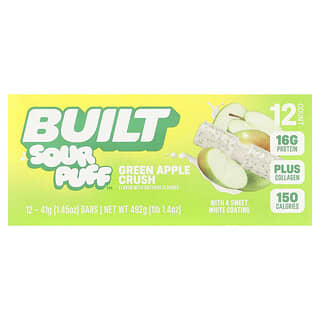 Built, Sour Puff™, Protein Bars, Green Apple Crush, 12 tyčinek, 41 g (1,45 oz) každá