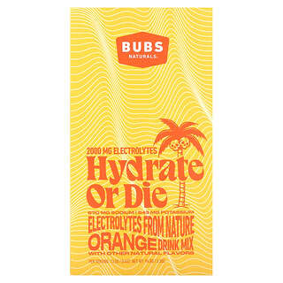 BUBS Naturals, Hydrate or Die, Electrolyte Drink Mix, Orange, 7 Sticks, 0.4 oz (13.5 g) Each