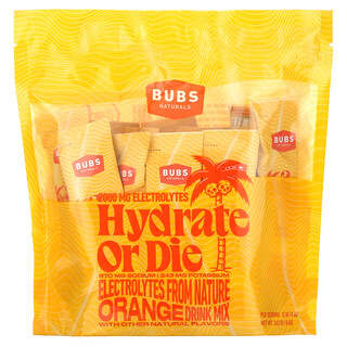 BUBS Naturals, Hydrate or Die, Electrolyte Drink Mix, Orange , 18 Sticks, 0.4 oz (13.5 g) Each