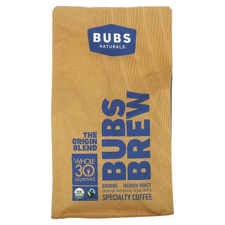 BUBS Naturals, Bubs Brew（バブブリュー）、オリジンブレンド、挽き豆、ミディアムロースト、340g（12オンス）