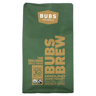 BUBS Naturals, Bubs Brew, Un solo origen The Challenger, Molido, Tostado oscuro`` 340 g (12 oz)