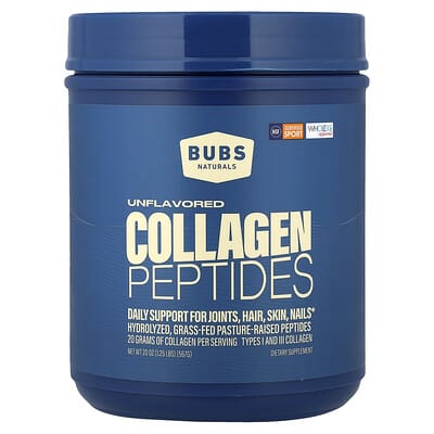 BUBS Naturals, Collagen Peptides, Unflavoured, 20 oz (567 g)