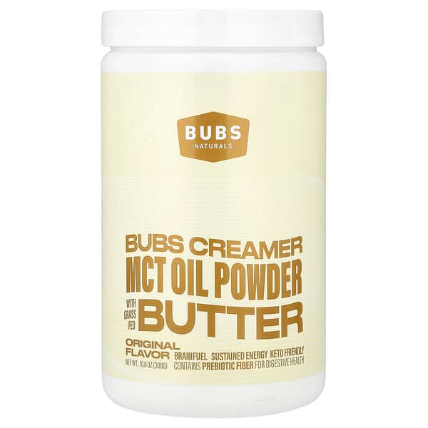 BUBS Naturals, Bubs 크리머, 목초 사육 버터 함유 MCT 오일 분말, 오리지널, 300g(10.6oz)