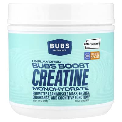 BUBS Naturals, Bubs Boost Creatine Monohydrate, Unflavored, 15.9 oz (450 g)