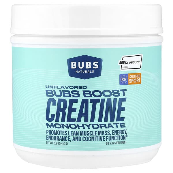 BUBS Naturals, Bubs Boost 크레아틴 일수화물, 무맛, 450g(15.9oz)