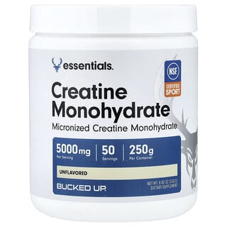 Bucked Up, Essentials, Créatine monohydrate, Non aromatisée, 250 g