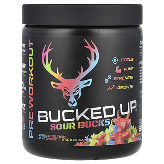 Bucked Up, Pre-Workout, Sour Bucks, Caramelle gommose aspre, 327 g
