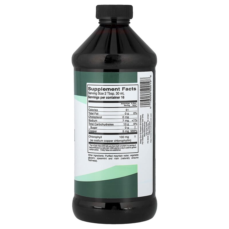 Clorofila líquida, Menta verde, 480 ml (16,23 oz. Líq.)