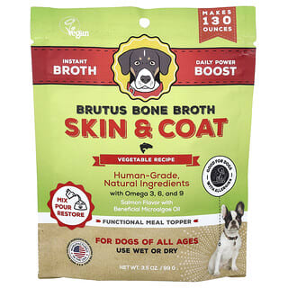 Brutus Bone Broth, Skin & Coat, Vegetable Recipe, For Dogs of All Ages, Salmon, 3.5 oz (99 g)