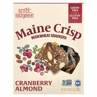 Better with Buckwheat, Maine Crisp Bucketwheat Crackers, Cranberry e Amêndoa, 113 g (4 oz)