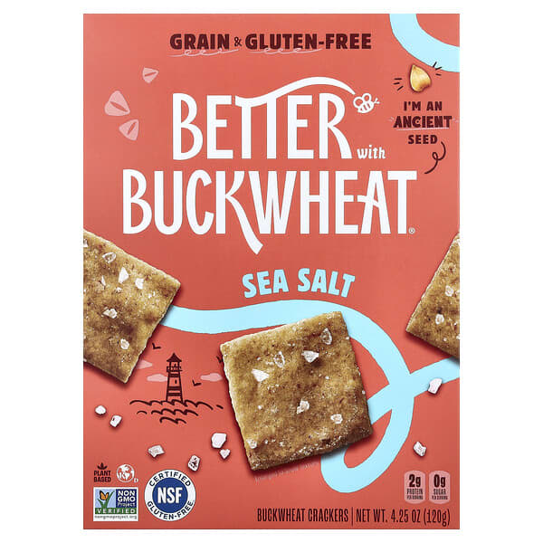 Better with Buckwheat, Galletas de trigo sarraceno, Sal marina, 120 g (4,25 oz)