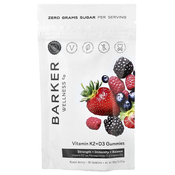 Barker Wellness Co Vitamin K2 + D3 Gummies, Mixed Berry, 30 Gummies