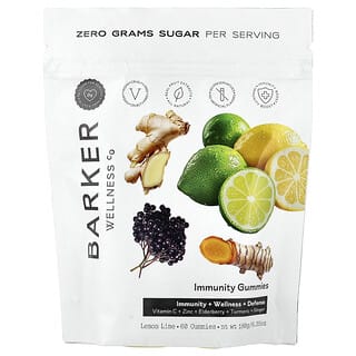 Barker Wellness Co, Gomas para Imunidade, Limão Taiti e Siciliano, 60 Gomas