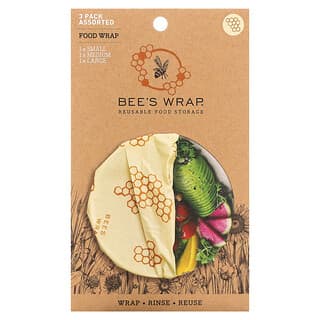 Bee's Wrap, Emballage alimentaire, imprimé nid d'abeille, assortiment de 3 paquets