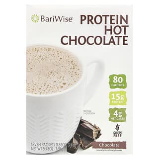 BariWise, Chocolat chaud protéiné, Chocolat, 7 sachets, 24 g pièce