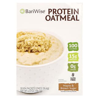 BariWise, Protein Oatmeal, Protein Oatmeal, Maple & Brown Sugar, Protein-Haferflocken, Ahornsirup und brauner Zucker, 7 Päckchen, je 26,6 g (0,94 oz.).