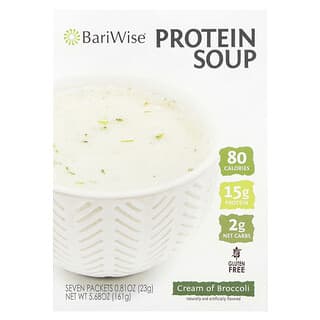 BariWise, Protein Soup, Protein Soup, Brokkoli-Creme, 7 Päckchen, je 23 g (0,81 oz.).