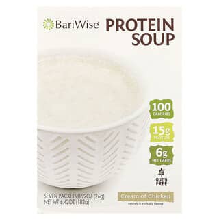BariWise, Zuppa proteica, crema di pollo, 7 bustine, 26 g ciascuna