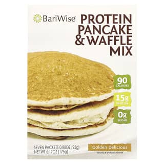 BariWise, Mélange protéiné pour pancakes et gaufres, Golden Delicious, 7 sachets, 25 g chacun