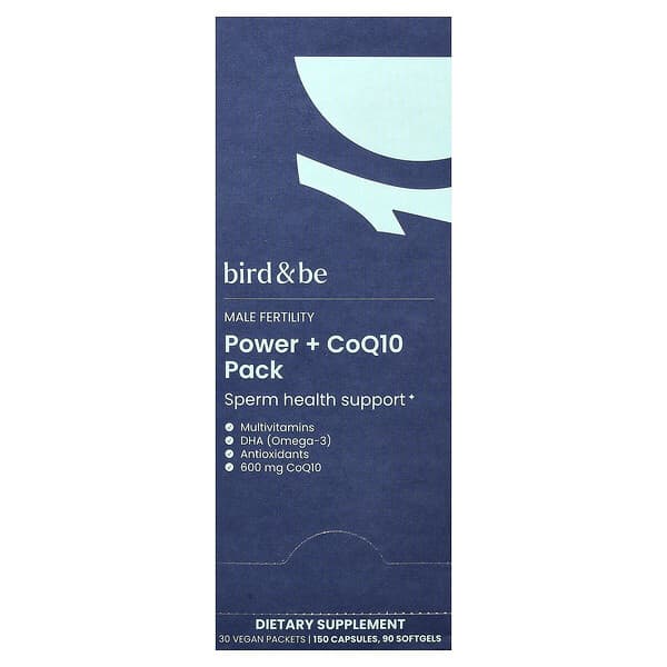 Bird and Be, Male Fertility Power + CoQ10 Pack, 30 Vegan Packets — product photo 1