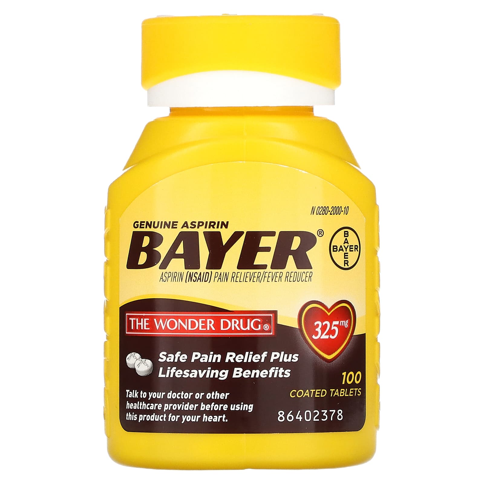 Bayer, Genuine Aspirin, 325 mg , 100 Coated Tablets