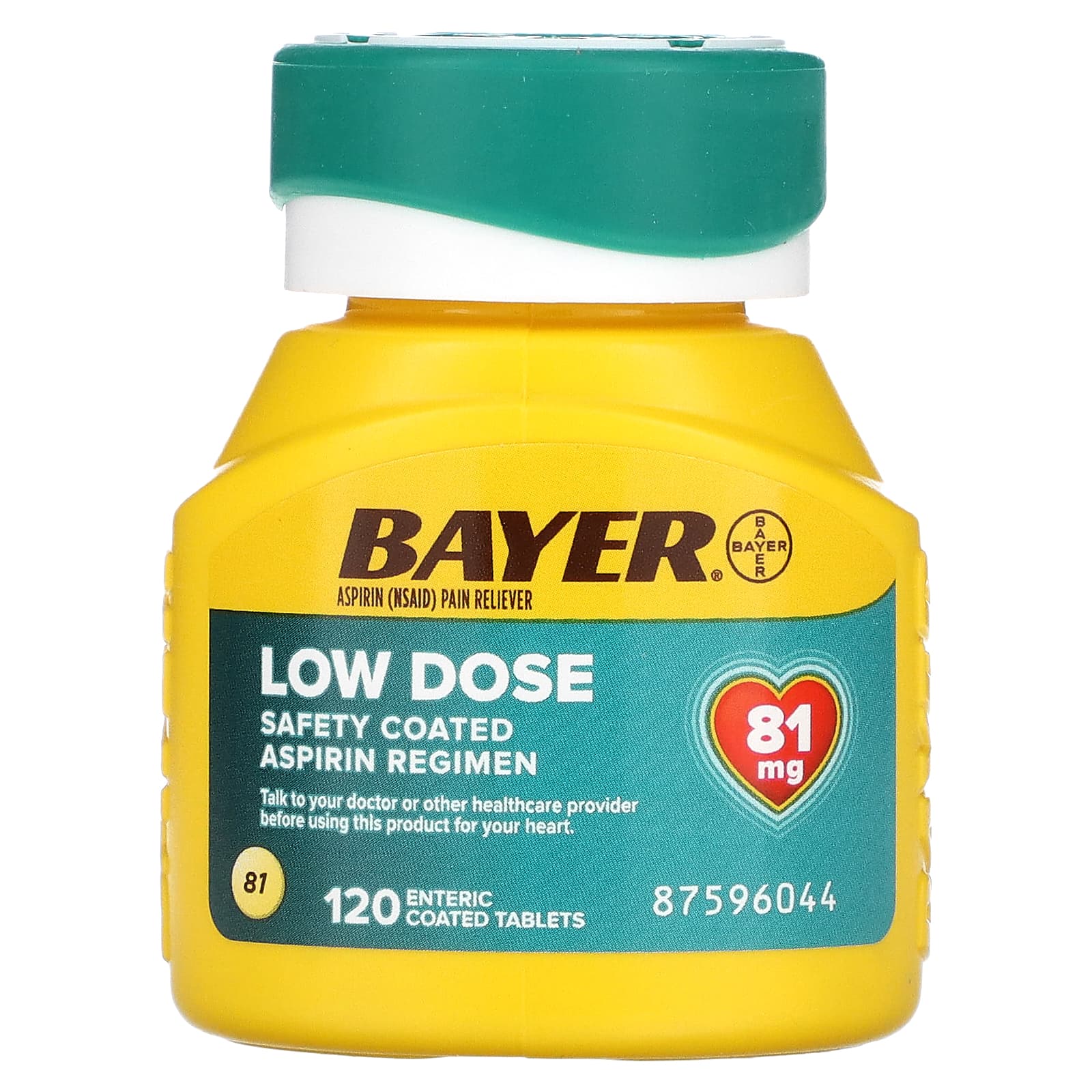 Bayer, Safety Coated Aspirin Regimen, Low Dose, 81 mg, 120 Enteric ...