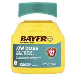 Bayer, Safety Coated Aspirin Regimen, Low Dose, 81 mg, 120 Enteric Coated Tablets