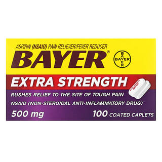 Bayer, 엑스트라 스트렝스 아스피린, 500mg, 코팅 정제 100정
