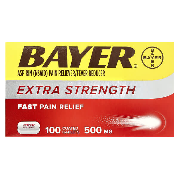 Bayer, Extra Strength Aspirin, 500 mg, 100 Coated Caplets