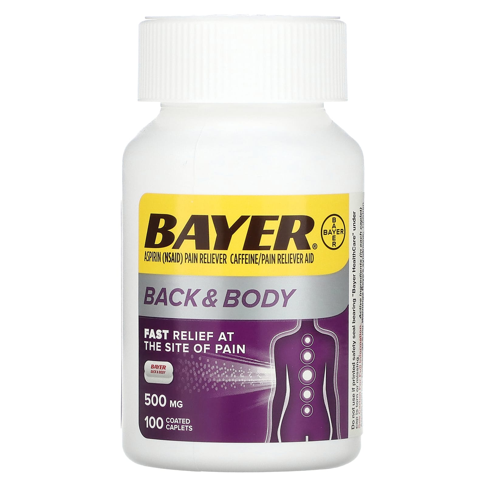 Bayer Back And Body Side Effects Bayer, Back & Body, 500 mg , 100 Coated Caplets