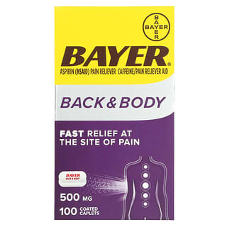 Bayer, バック＆ボディ用、500mg、コーティングカプレット100粒