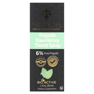 Bee&You, Semprotan Tenggorokan Madu Mentah Propolis, 30 ml (1 ons cairan)