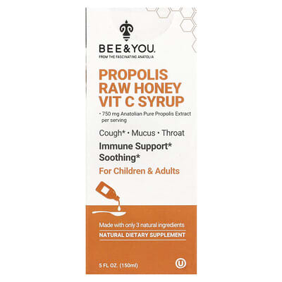 Bee & You, Raw Propolis Honey Vitamin C Syrup, 5 fl oz (150 ml)