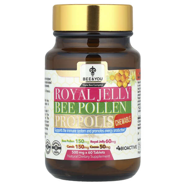 Royal Jelly Bee Pollen Propolis Chewable, 60 Tablets