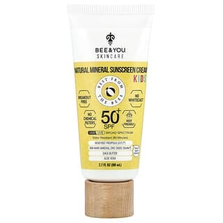 Bee & You, Kids, Natural Mineral Sunscreen Cream, SPF 50+, 2.7 fl oz (80 ml)