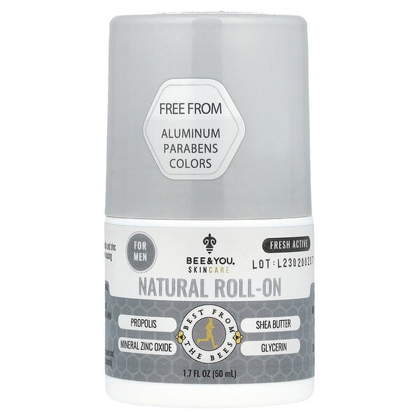 Bee&You, Natural Roll-On, For Men, Fresh Active, 1.7 fl oz (50 ml)