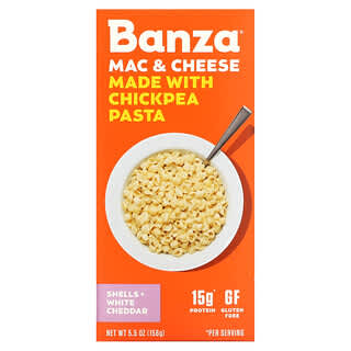 Banza, Macaroni au fromage, Coquilles et Cheddar blanc, 156 g