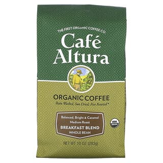 Cafe Altura, Organic Coffee, Breakfast Blend, Whole Bean, Medium Roast, 10 oz (283 g)