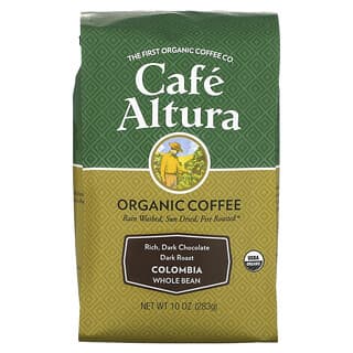 Cafe Altura, قهوة عضوية، كولومبيا، حبوب كاملة، محمصة داكنة، 10 أونصة (283 جم)