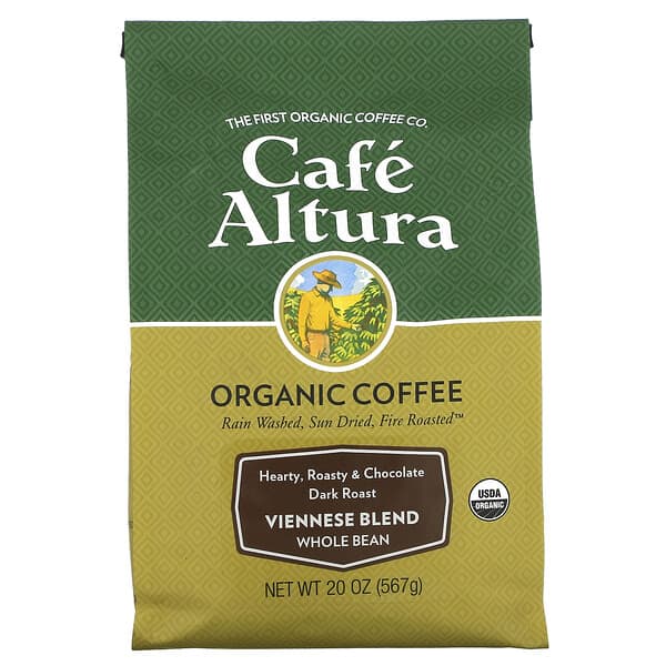 Cafe Altura, オーガニックコーヒー、ウィーンブレンド、ダークロースト、全豆コーヒー、567g（20オンス）