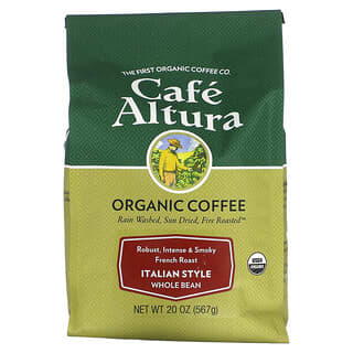 كافي ألتورا‏, قهوة عضوية، النمط الإيطالي، الحبوب الكاملة، تحميص فرنسي، 20 أونصة (567 جم)