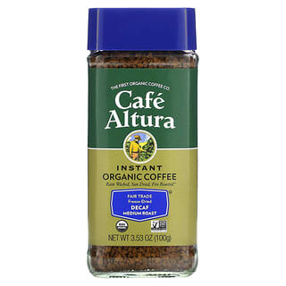 Cafe Altura, Café orgánico instantáneo, Tostado medio, liofilizado, descafeinado, 100 g (3,53 oz)