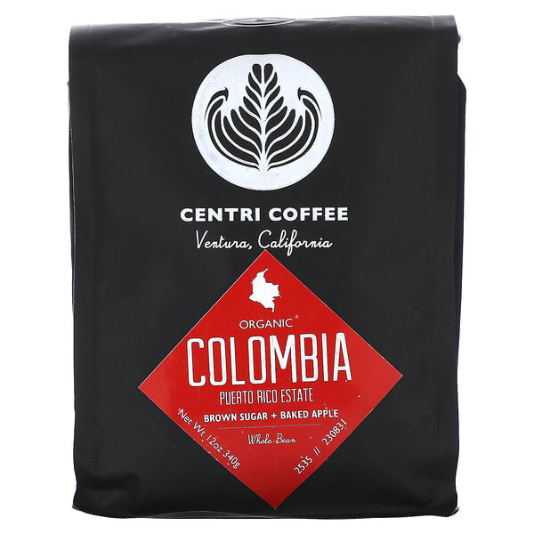 Cafe Altura, Centri Coffee, Organic Colombia, Brown Sugar + Baked Apple , Whole Bean, 12 oz (340 g)