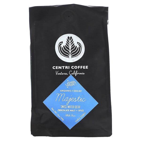 Cafe Altura, Centri Coffee, Organic Majestic, Chocolate Malt + Spice, Whole Bean, Decaf, 12 oz (340 g)